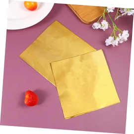 GLEAVI 300PCS Gold Tin Foil Wrapping Paper Food Grade Aluminium Foil for Elegant Packaging for Tea Candy and Party Favors Golden Fine Plaid Style