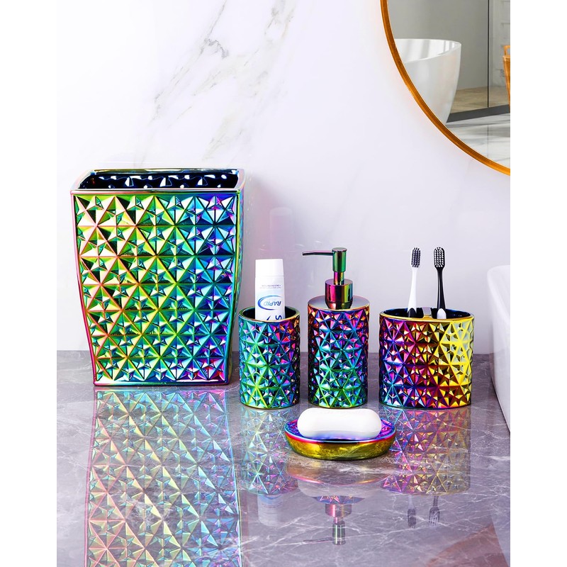 Colorful Bathroom Trash Can Small Wastebasket, Garbage Container Bin for