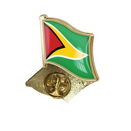 ZPDNURZL Guyana Flag Wave Shape Pin 1 Inch Back Butterfly Buckle or Cylinder Buckle Brooch Patriotic Badge, 1x1inch, Metal Epoxy resin, epoxy resin