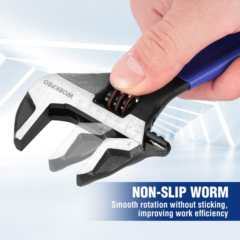 WORKPRO Wide Mouth Adjustable Wrench, 200mm Metric Adjustable Spanner with