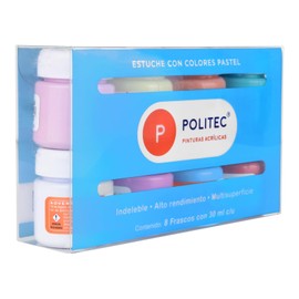 Set Con 8 Piezas De Acrilico Politec 30ml Pastel