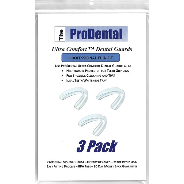 ProDental Thin and Trim Mouth Guard for Grinding Teeth – 3 Pack, Made in USA | Night Guard for Bruxism - Teeth Clenching | Use as Customizable Teeth Whitening Dental Guard