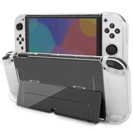 TIKOdirect Transparent Case Compatible with Switch OLED, Dockable Clear Protective Case for Switch OLED, Comfort Grip Case with Shock-Absorption and Anti-Scratch Design, Clear