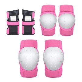 YRINA Kids Skateboard Snowboard Kids Elbow Knee Wrist Kids Protector Set Bicycle Junior (S, Pink)