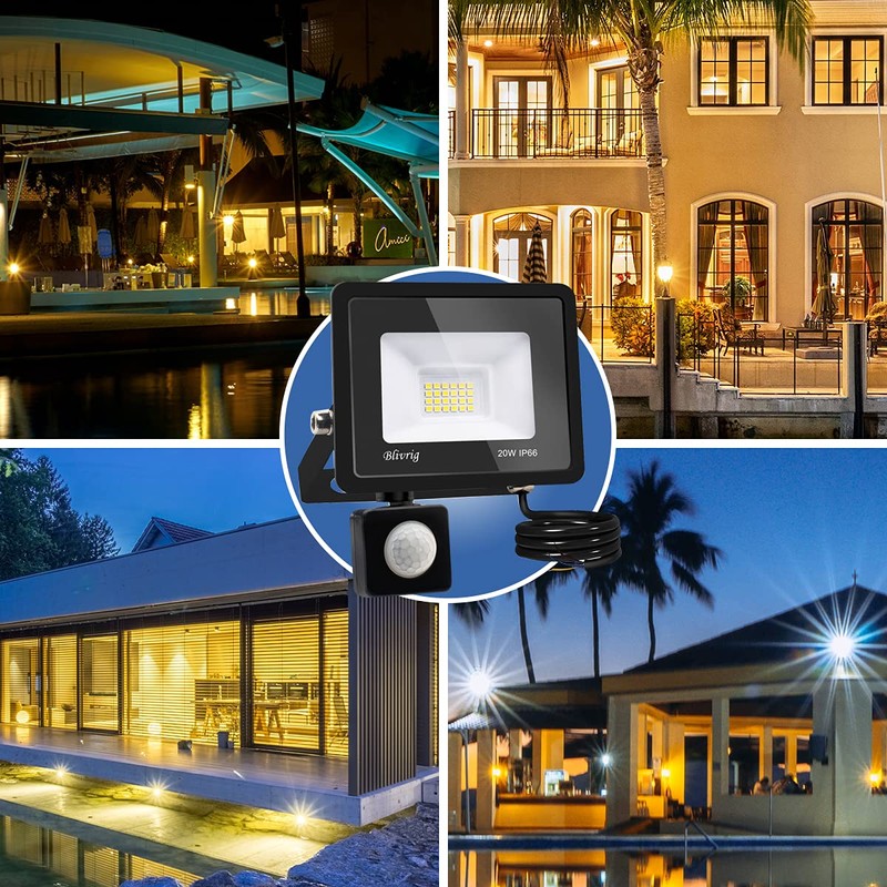 Blivrig LED Spotlight with Motion Sensor, Outdoor 20 W, Cool