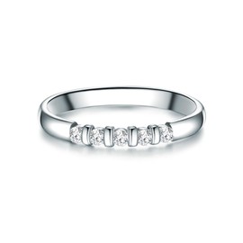 Trilani Women's memo ring, 925 sterling silver, cubic zirconia in brilliant cut, accessory ring, bridal jewellery, engagement ring, silver ring, Silver, Cubic Zirconia