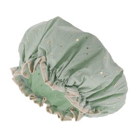 VOCOSTE Shower Cap, Hair Cap, Double Layer Waterproof, Reusable for Bath, Hot Springs, SPA, Facial Cleansing, Star Pattern, 1 Piece, Midori