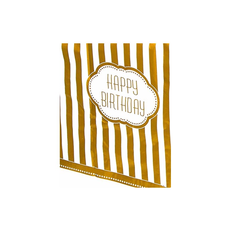 Unique Party 49583 - Plastic Golden Birthday Tablecloth, 7ft x