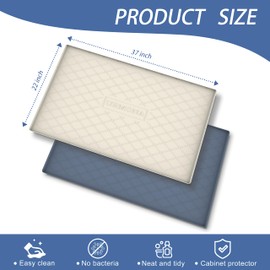 URMONA Under Sink Mat for Kitchen Waterproof, 37" x 22" Silicone Under Sink Mat for Shelf Liner Organizer, Cabinet Sink Protector Under Sink Liner for Bottom Kitchen, Bathroom(Khaki)