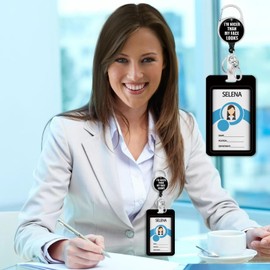 Funny Fun Work Badge Holder Retractable Reel, Id Badge Holder Heavy Duty Retractable Clip, Vertical Work Card Name Tag Id Holder Badge Cover for Teacher Nurse Office Women Gifts