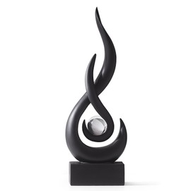 LNXMES Black Flame Sculptures Decor for Living Room, Modern Minimalist Statue Home Decoration for Dining Room, Abstract Art Sculpture for Shelf, TV Stand, Coffee Table Decoration (Black-35 cm)