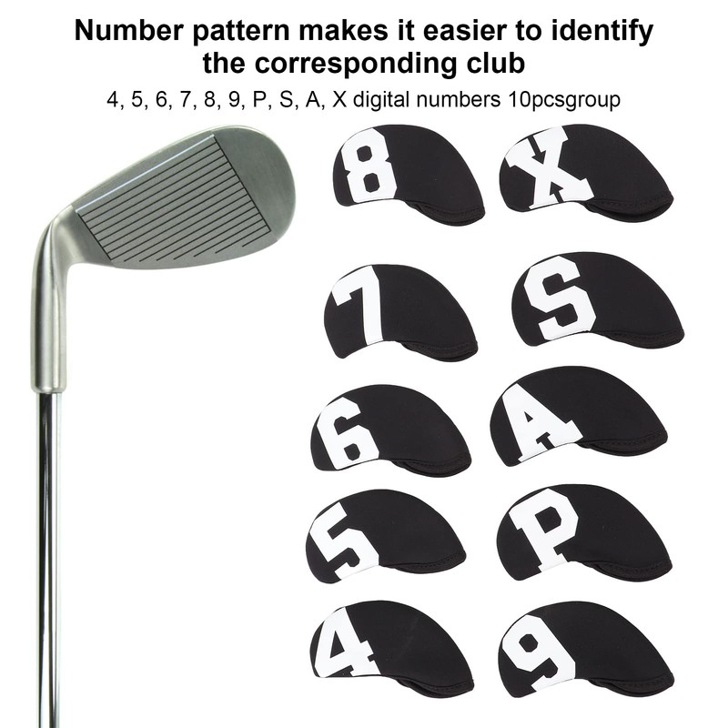 Pack of 10 Golf Iron Headcover Golf Club Head Cover