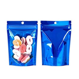 50 Bags Blue/Clear Resealable Heat Sealable Stand Up Pouch Food Storage Bags with Tear Notch (1 oz - (3.5 in x 5 in))