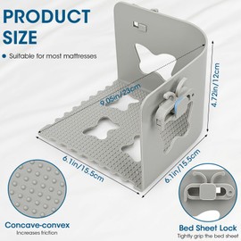 Hydream Set of 4 Bed Sheet Tensioners, Adjustable Plastic Bed Sheet Tensioners, Tensioners, Bed Sheet Holders, Mattress Tensioners with Fixed Clips, Non-Slip Bed Sheet Holder, Grey