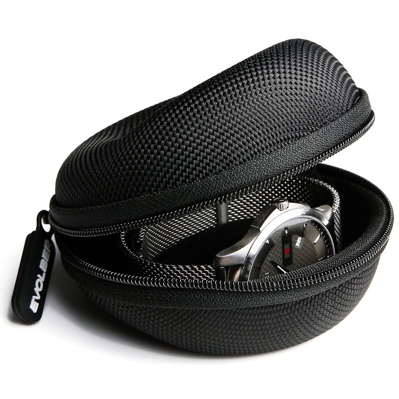 EVOLBER Single Watch Carrying Case, cool black, Modern