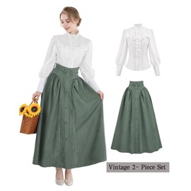 CR ROLECOS Edwardian Victorian Dress for Women 1800s Renaissance Ball Gown Costume with Pockets Green XL