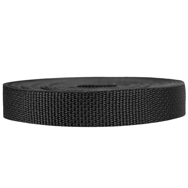 Strapworks Lightweight Polypropylene Webbing - Poly Strapping for Outdoor DIY Gear Repair, Pet Collars, Crafts – 3/4 Inch by 10, 25, or 50 Yards, Over 20 Colors, Black, 3/4" x 10 yard