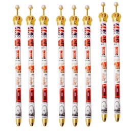 Souvenirs Set of 8 London Pens - London Landmarks Crown Pens - London Crown Pen - Union Jack Pen British Gift