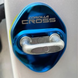 MEKOMEKO CRS-MSGL1 Toyota Corolla Cross Dedicated Striker Cover, Door Lock Cover, Plating, Accessories, Interior Parts, Stainless Steel, 4 PCS, New Model Corolla Cross September 2021 - [Blue 1]