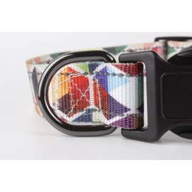 Cosyhomelondon adjustableCollar with Patternsa and reflective lines, Soft Comfy Pet Collar for Small Medium dogs (Geometric, m)