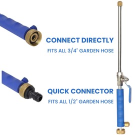 Generic Upgraded High Pressure Power Washer Wand, Hydro Jet Garden Hose Nozzle with Quick Connector, 3-in-1 Watering Sprayer Cleaning Tool for Car, Patio, Pet, and Window - Blue/Black, RT-HG5011