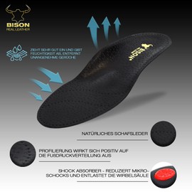 BISON Alfa Orthopaedic Insoles, Foot Bed Insoles, Flat Foot Insoles, Foot Pain, Orthopaedic Sole with Depreciation Heel, 1 Pair (42), Black