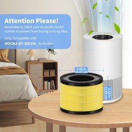 4 Packs AP-S0610L Pet Care Replacement Filters Compatible with MOOKA AP-S0610L Air Purifier, 3-Stage System for Odors, Dander and Smoke