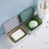 2Pcs Plastic Soap Holder with Drain Tray and lid,Removable Bar