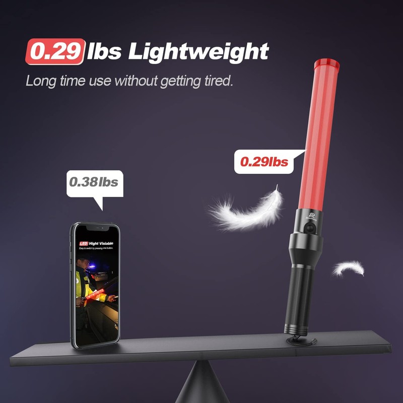 RoadHero 6 Pack Traffic Wands, 16 Inch Led Traffic Control
