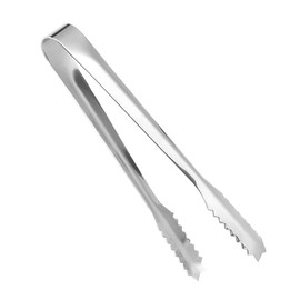 Stainless Steel Ice Tong, Small Cube Serving Appetizers Tongs Sawtooth Kitchen Clips with Teeth Mini Metal BBQ Tong for Ice Bucket for Sugar Restaurant Hotel Food Tea Party Coffee Bar Wedding Silver