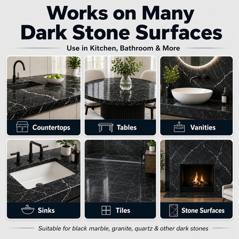 MendMight Black Quartz Countertop Repair Kit, Professional Tile, Marble and