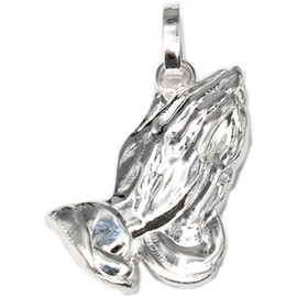 Nicht Zutreffend 925 Silver Praying Hands 24x14mm Jesus Christ Pendant, Sterling Silver, No Gemstone