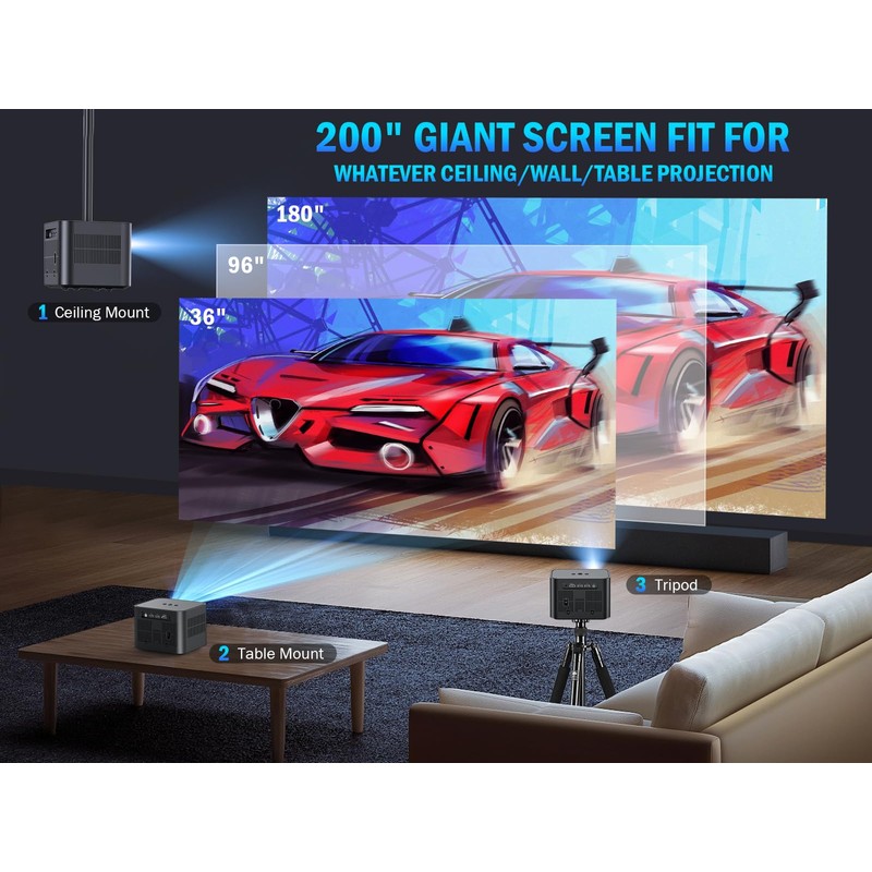 [Electric Focus] 5G WiFi Mini Bluetooth Projector 4K Support, 300