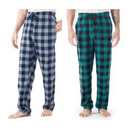 Sova Home Men's Combo Pack Ultra Comfy Fit Micro Fleece Pajama Pants (Green Plaid/Grey Plaid, Large)
