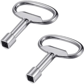 Pack of 2 Square Keys, 8 mm Square Key Valve, Bleed Key, Heater Vent Ports, Metal Radiator Socket Wrench, Universal Socket Spanner for Gas Water Meter (Silver)