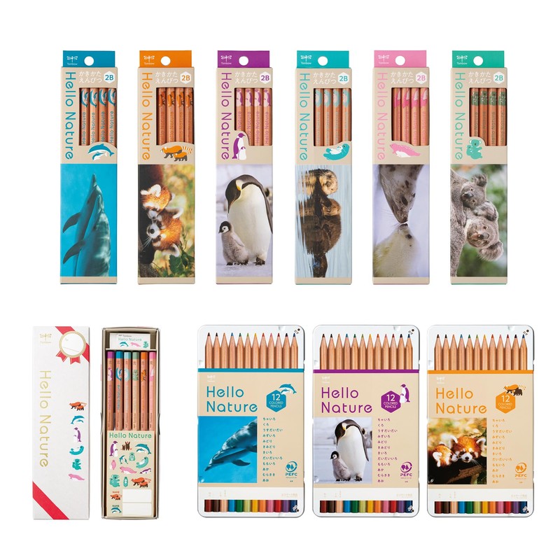 Tombow MP-KHN2-2B Hello Nature Pencil 6 Patterns Gift Set with