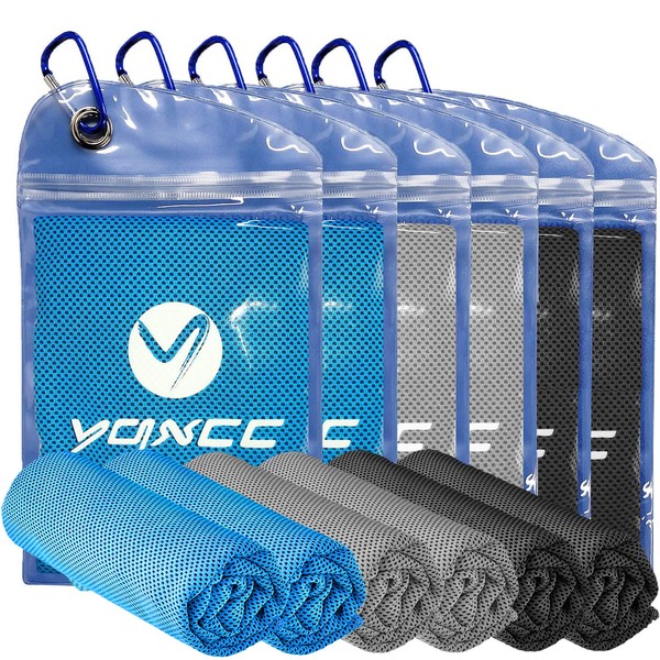 YQXCC 6 Pack Cooling Towel (47"x12") Ice Towel for Neck, Microfiber Cool Towel, Soft Breathable Chilly Towel for Yoga, Golf, Gym, Camping, Running, Workout & More Activities