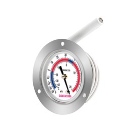 GOATACURA Vapor Capillary Refrigeration Thermometer, Stainless Steel Flanged Panel Mount, 2" Dial Size, 48" Capillary, -40-65 Deg F/-40-20 Deg C