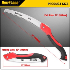 HURRICANE 10" Folding Hand Saw, SK5 Steel Blade with Triple-Cut Razor Teeth – Portable Foldable Pruning Saw for Tree Trimming, Camping, Bushcraft & Gardening, Non-Slip Ergonomic Handle