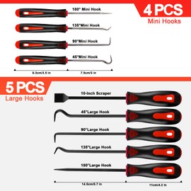 GTI 13 Pcs Precision Mechanic Hook and Pick Tool Set, with Auto Clip Removal Plier Rivets Puller Telescoping Magnetic Pickup Gasket Scraper for Maintenance Automotive Repair Pick Tools (Red)
