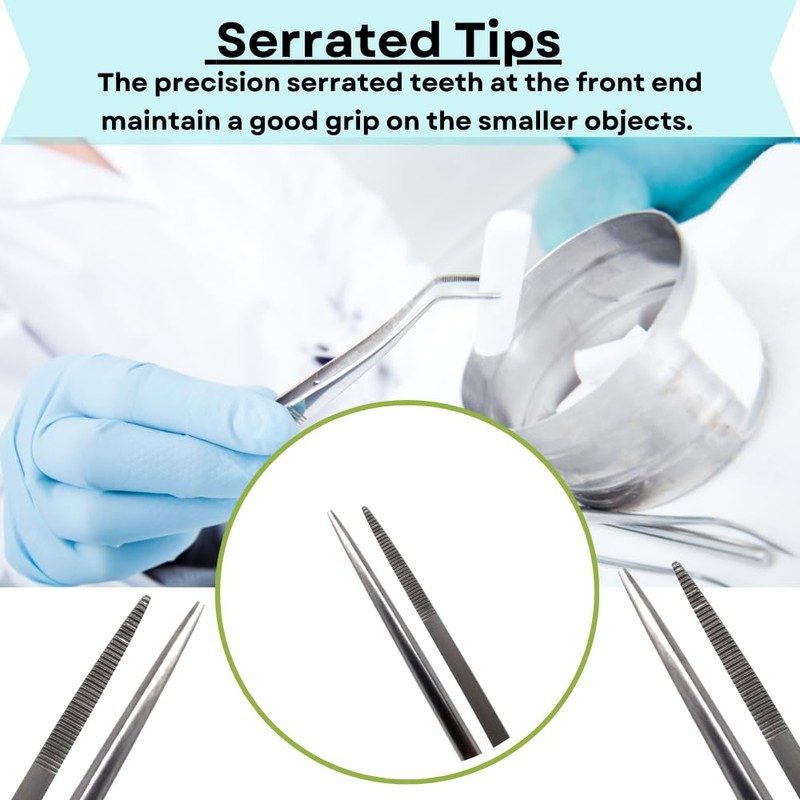 Precision Long Slim Tweezers with Very Fine Serrated Tips Stainless