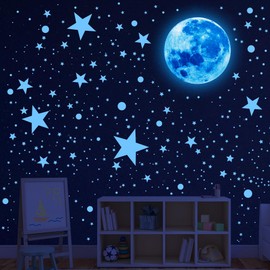 492Pcs Glow in The Dark Stars for Ceiling Moon and Space Wall Decals Glowing Galaxy Universe Planet Wall Stickers Kids Boys Bedroom Living Room Decor
