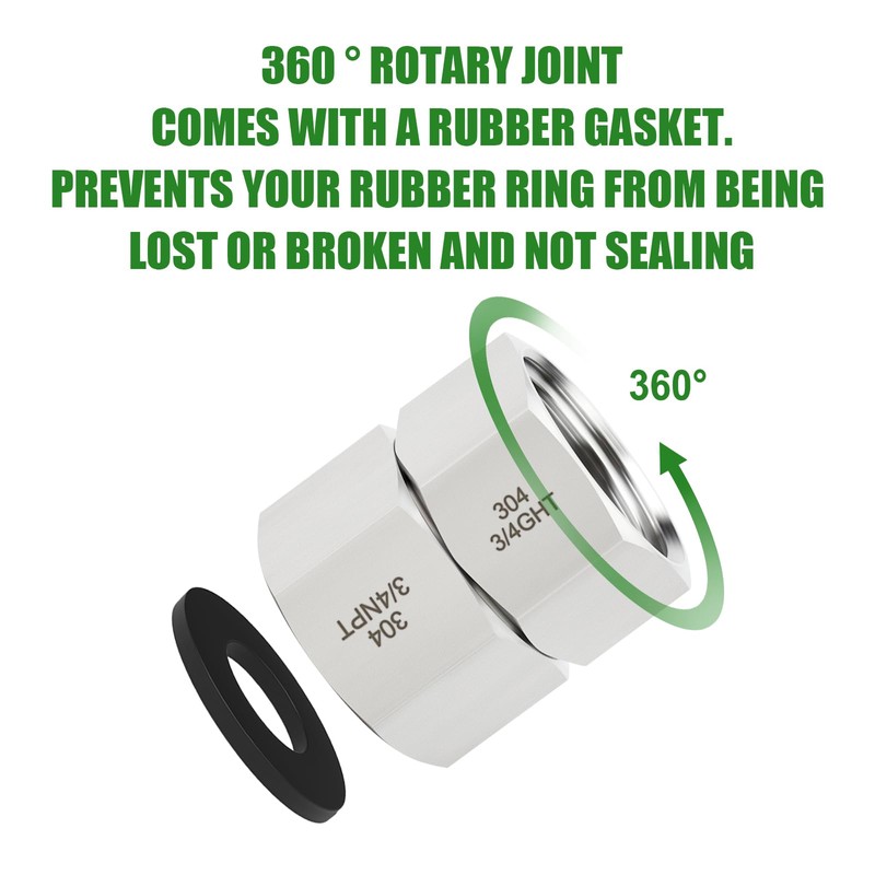 TAISHER 1PCS 304 Stainless Steel Garden Hose Adapter, 3/4" GHT