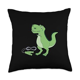 The T-rex Hates Jump Rope Exercise Jump Rope Throw Pillow