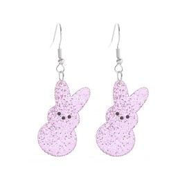 Easter Earrings Cute Bunny Rabbit Drop Earrings Colorful Flower Animal Dangle Earrings Holiday Jewelry Gifts For Women(Pink)