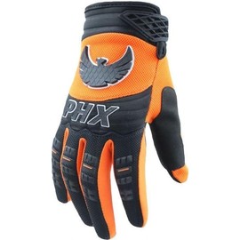 PHX Helios Dirt Bike Gloves with Knuckle Protection – Touchscreen, Anti-Slip Grip Gloves for Motorcycling, Racing, Motocross, ATV, UTV & BMX Sports Riding (Orange, Small)