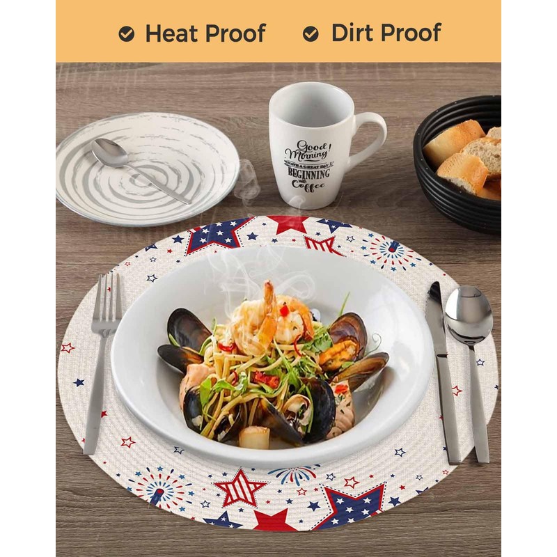 Patriotic Round Braided Placemats Set of 2 4th of July