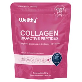 Wellthy Colageno Hidrolizado Puro 750g. Péptidos de Colágeno Bioactivos Genu-In, 50 Porciones por Envase, 1 Solo Ingrediente, SIN Azúcar, Scoop...    