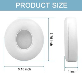 MUNSKT 1 Pair Replacement Earpads, Earpads Cushions Replacement for Beats Solo 2 & Solo 3 Wireless On-Ear Headphones, Ear Pads with Soft Protein PU Leather | Memory Foam(White)