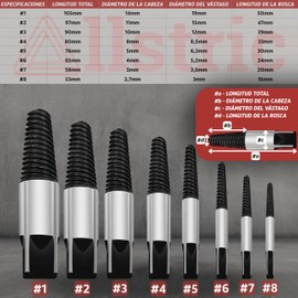 Allstric Set of 8 Broken and Damaged Screw Extractor | Remove Broken and Rusty Screws | Plumbing and Broken Pipe Extractor | Professional Tempered Steel Kit with Case Included